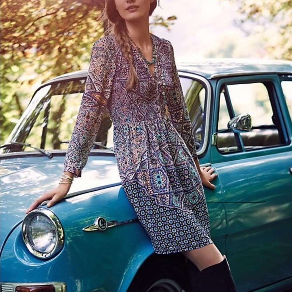NWOT Maeve Anthropologie Tiled Amethyst Dress - size XXSP
